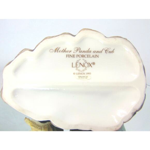 LENOX 1993 Porcelain Giant MOTHER PANDA BEAR & BABY CUB Tree FIGURINE Bears - Picture 5 of 8